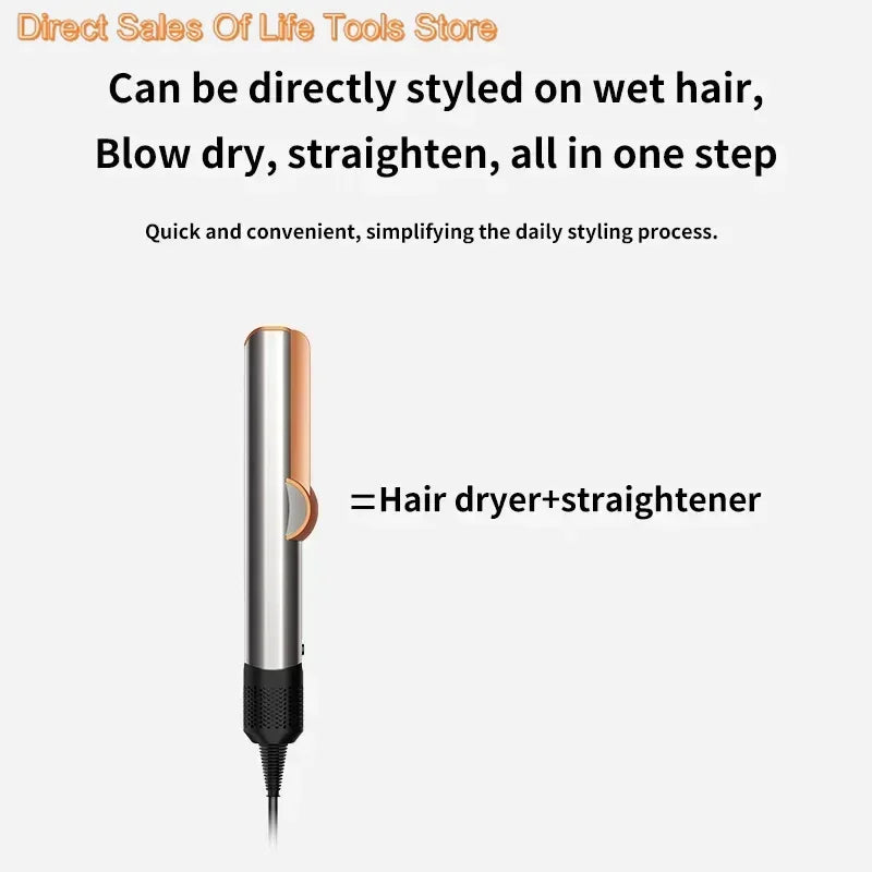 2 IN 1 Professional Hair Straightener & Hair Dryer Heat-Up Hair Flat Iron, Negative Ion Iron Long-Lasting Styling Tool