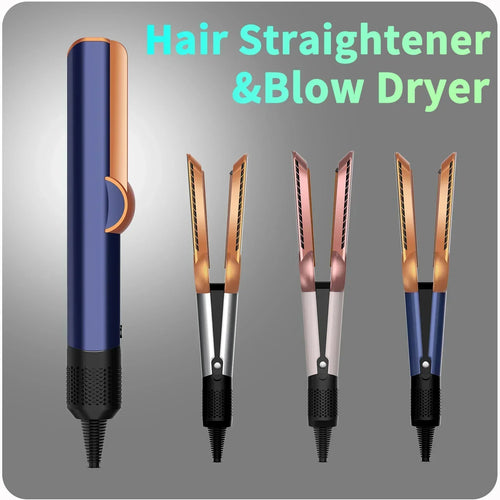 2 IN 1 Professional Hair Straightener & Hair Dryer Heat-Up Hair Flat Iron, Negative Ion Iron Long-Lasting Styling Tool